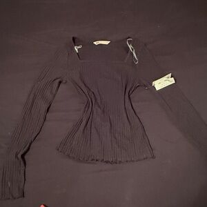 SO Black Ribbed Long Sleeve Top